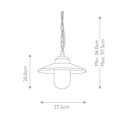 Elstead - Екстериорен пендел KLAMPENBORG 1xE27/60W/230V IP44