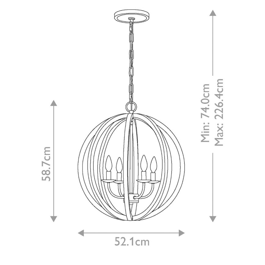 Elstead FE-ALLIER-4P-WW - Висящ полилей ALLIER 4xE14/60W/230V дъб