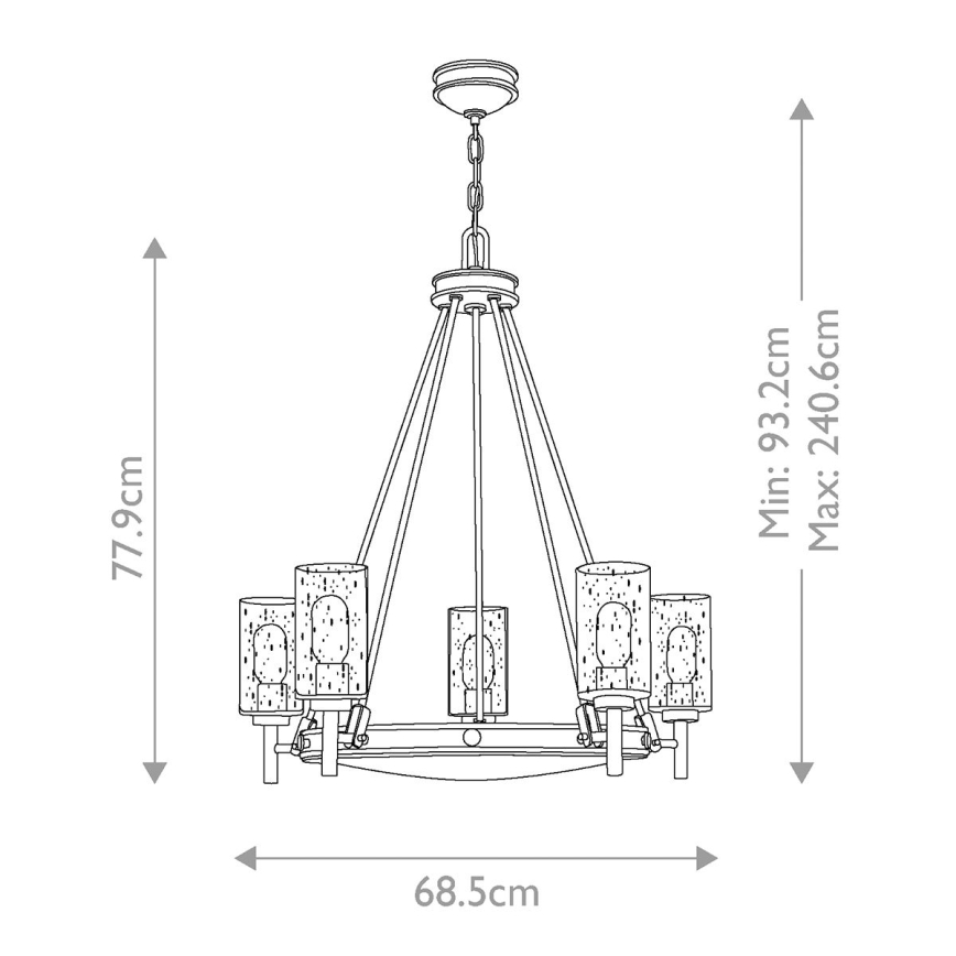 Elstead HK-COLLIER5 - Висящ полилей COLLIER 5xE27/100W/230V