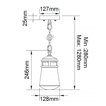 Elstead KL-LYNDON8-S-AZ - Екстериорен полилей LYNDON 1xE27/75W/230V IP44 антрацит