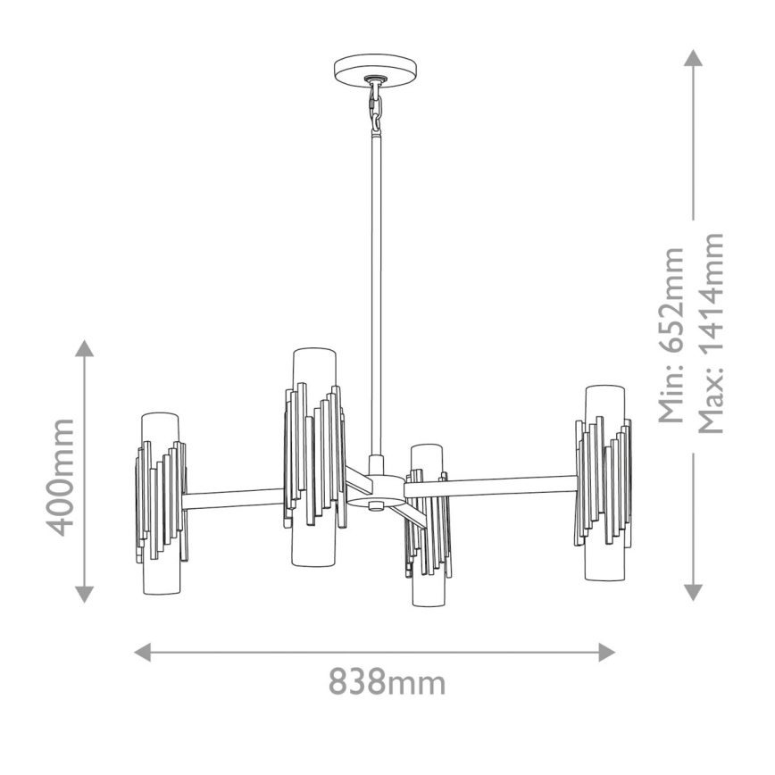 Elstead - Полилей на тръба MARVELE 8xE14/40W/230V златен