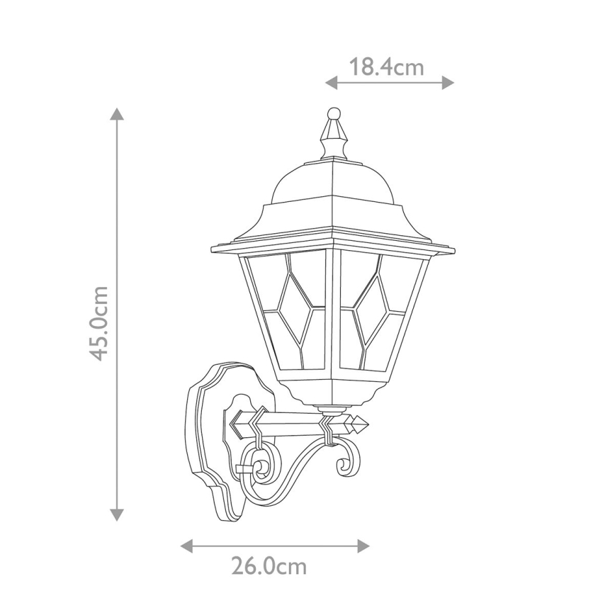 Elstead NR1-BLK - Екстериорен аплик NORFOLK 1xE27/100W/230V IP43