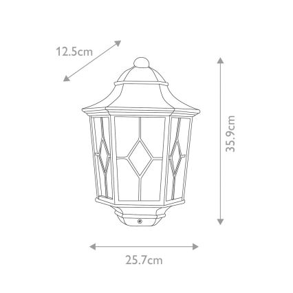 Elstead NR7-2-BLK - Екстериорен аплик NORFOLK 1xE27/100W/230V IP43