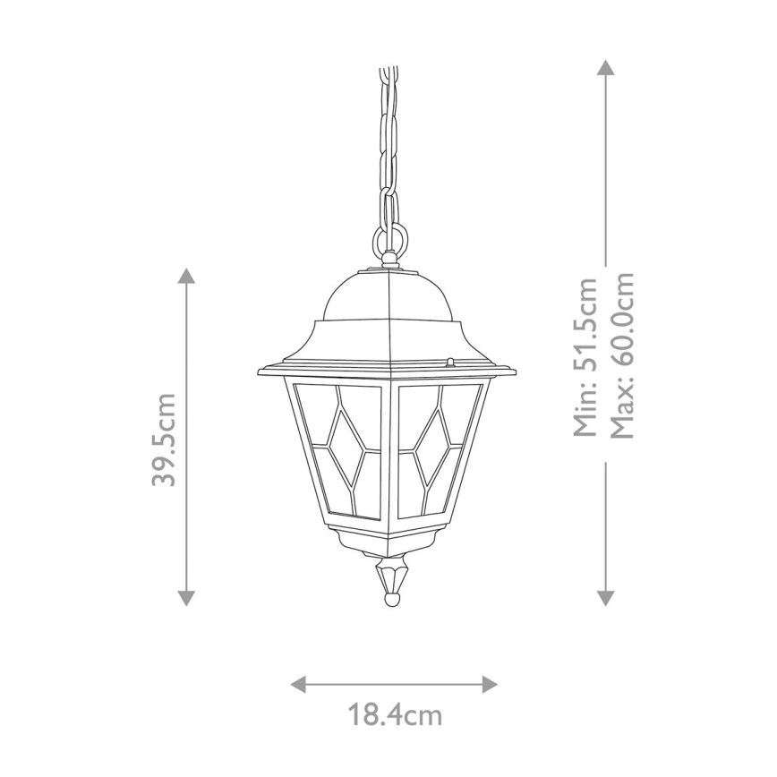 Elstead NR9-BLK - Екстериорен полилей NORFOLK 1xE27/100W/230V IP43