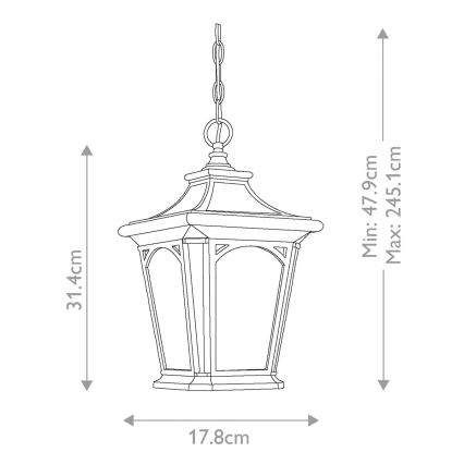 Elstead QZ-BEDFORD8-S - Екстериорен полилей BEDFORD 1xE27/60W/230V IP44