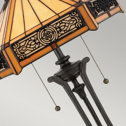 Elstead - Настолна лампа INDUS 2xE27/60W/230V кехлибар стъкло