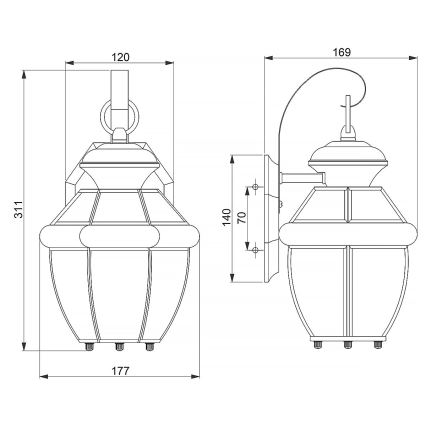 Elstead QZ-NEWBURY2-S-PB - Екстериорен аплик NEWBURY 1xE27/150W/230V IP44