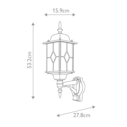 Elstead WX1-PIR - Екстериорен аплик със сензор WEXFORD 1xE27/100W/230V IP44