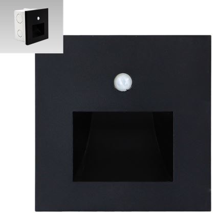 Emithor 70418 - LED Лампа за стълбище със сензор SUNNY LED/1W/230V 4000K черна