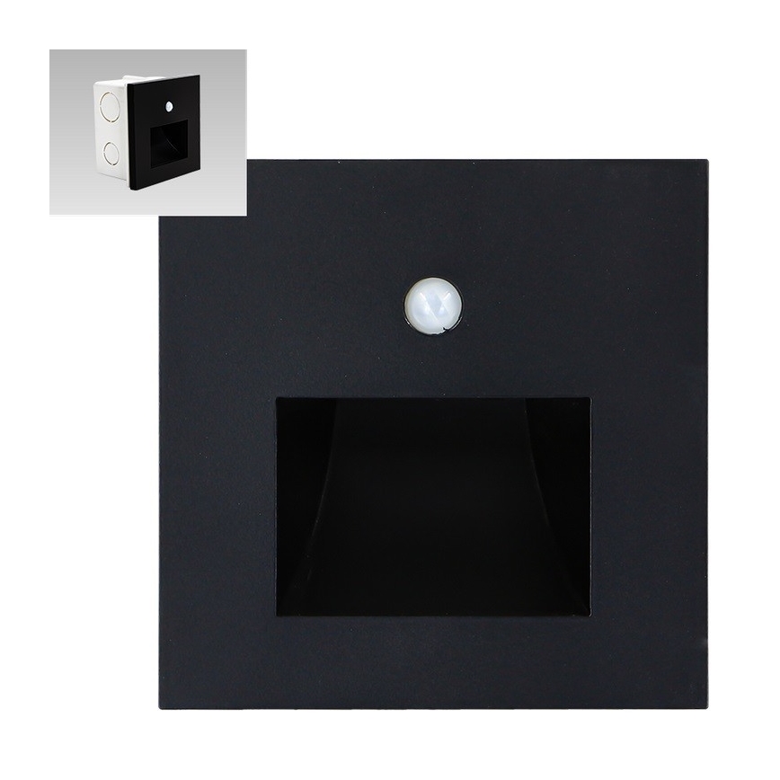 Emithor 70418 - LED Лампа за стълбище със сензор SUNNY LED/1W/230V 4000K черна