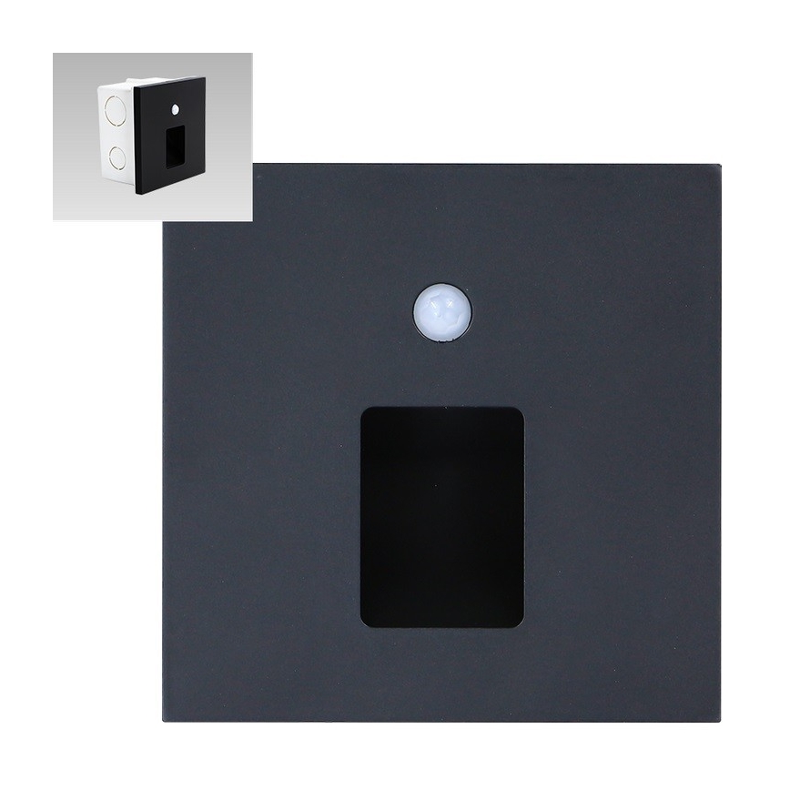 Emithor 70424 - LED осветително тяло за стълби с сензор VIX LED/1W/230V 4000K черно