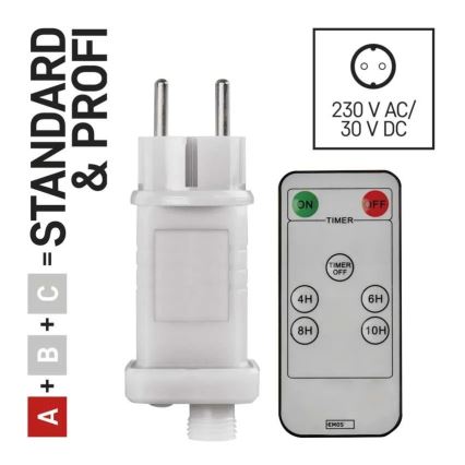 Източник на захранване за connection of Коледа лампи 230V IP44 + дистанционно управление