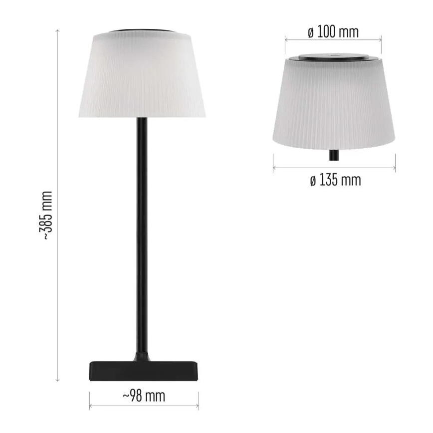 LED Димируем rechargeable лампа KATIE LED/4W/10V 1800mAh IP44 CRI 90 черен