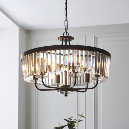 Endon 100711 - Полилей на верига CHESTERFIELD 6xE14/6W/230V pr. 55 cm черен