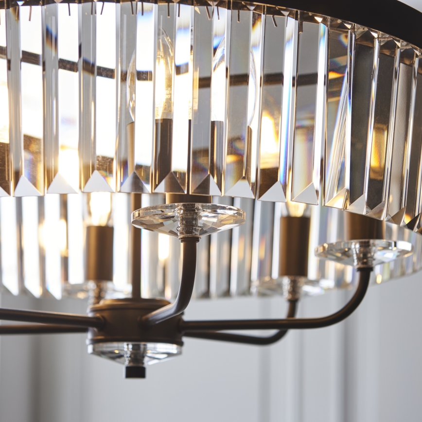 Endon 100711 - Полилей на верига CHESTERFIELD 6xE14/6W/230V pr. 55 cm черен