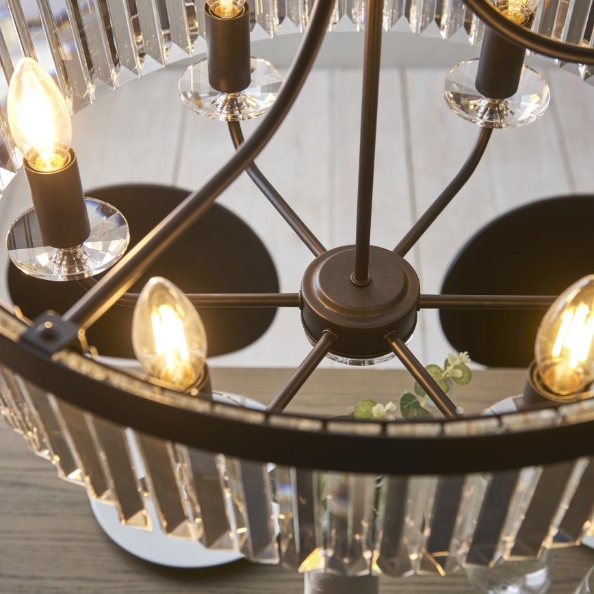 Endon 100711 - Полилей на верига CHESTERFIELD 6xE14/6W/230V pr. 55 cm черен