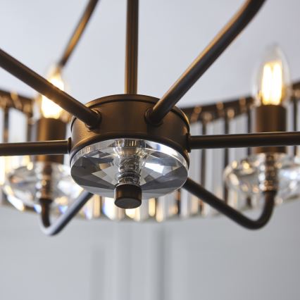 Endon 100711 - Полилей на верига CHESTERFIELD 6xE14/6W/230V pr. 55 cm черен