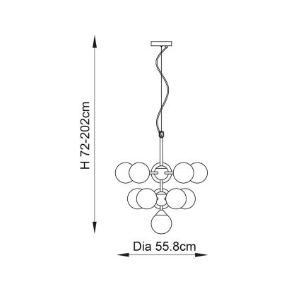 Endon 101147 - Полилей с кабелно окачване OSCAR 11xG9/18W/230V черен/димчат