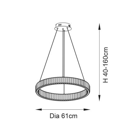 Endon 102255 - Димируем LED полилей на кабел LAGUNA LED/36W/230V, лъскав хром