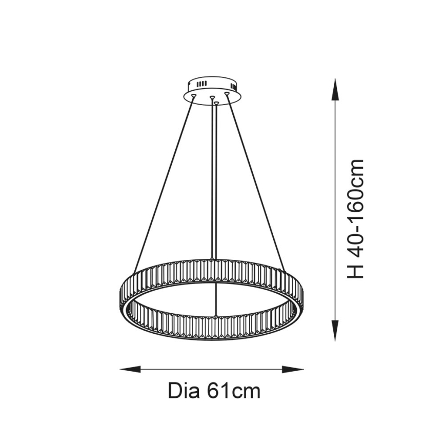 Endon 102255 - Димируем LED полилей на кабел LAGUNA LED/36W/230V, лъскав хром