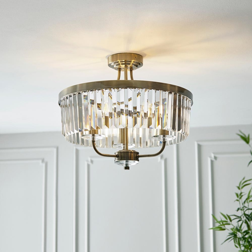 Endon 102506 - Полилей за повърхностен монтаж CHESTERFIELD 3xE14/6W/230V Ø 45 см месинг