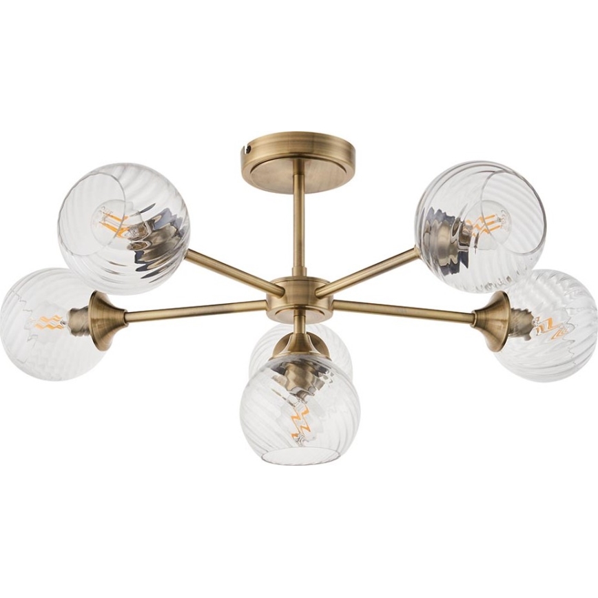 Endon 103171 - Висящ полилей ALLEGRA 6xE14/7W/230V месинг/прозрачен