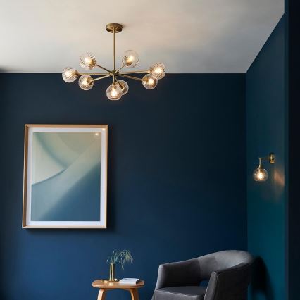 Endon 103172 - Висящ полилей ALLEGRA 8xE14/7W/230V месинг/прозрачен