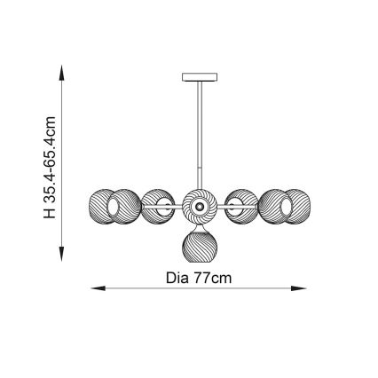 Endon 103172 - Висящ полилей ALLEGRA 8xE14/7W/230V месинг/прозрачен