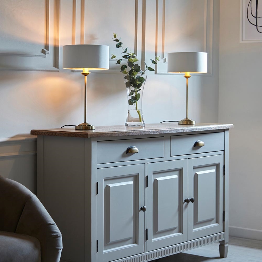 Endon 104054 - Настолна лампа HIGHCLERE 1xE14/7W/230V бял/месинг Ø 25 cm