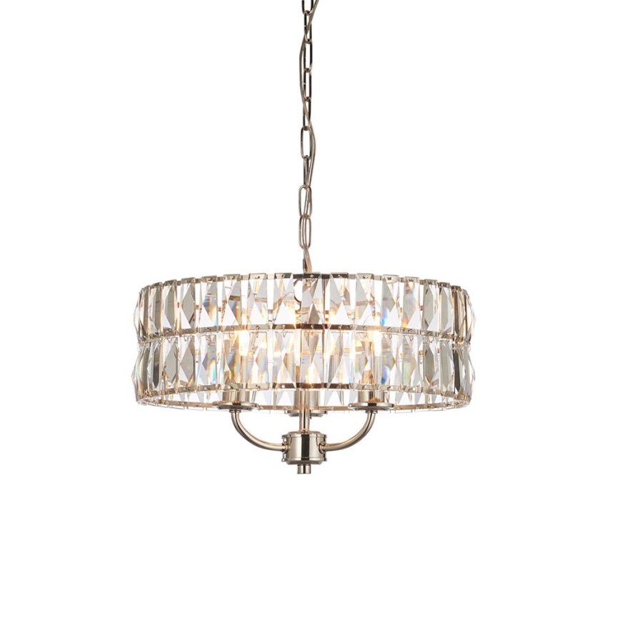 Endon 104466 - Пендел CLIFTON 3xE14/6W/230V лъскав хром/прозрачен Ø 38,5 cm
