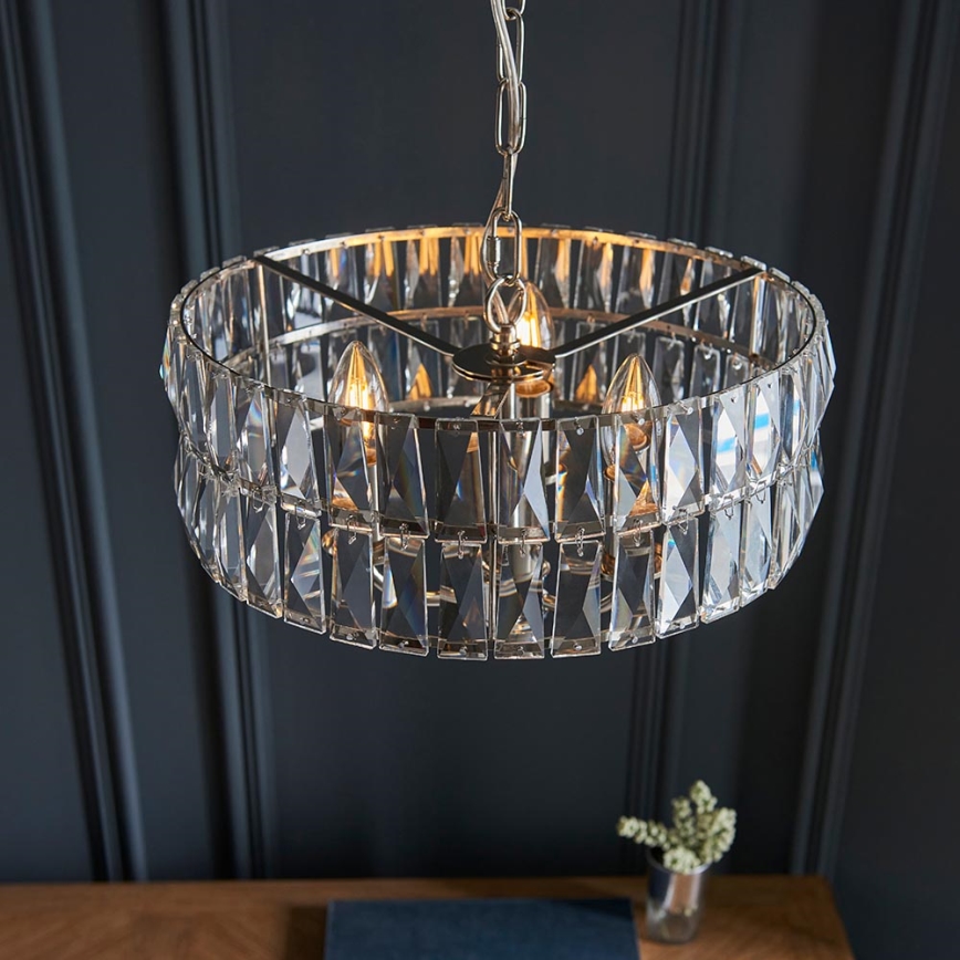 Endon 104466 - Пендел CLIFTON 3xE14/6W/230V лъскав хром/прозрачен Ø 38,5 cm