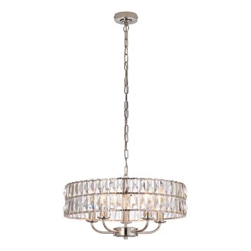 Endon 104467 - Пендел CLIFTON 5xE14/6W/230V лъскав хром/прозрачен Ø 50,5 cm