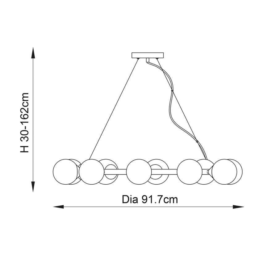 Endon 106008 - Полилей с кабелно окачване OTIS 10xG9/3W/230V златен