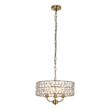 Endon 106243 - Полилей на верига CLIFTON 3xE14/6W/230V Ø 38,5 cm месинг/прозрачно стъкло