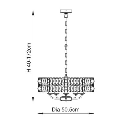 Endon 106244 - Полилей на верига CLIFTON 5xE14/6W/230V месинг/прозрачно