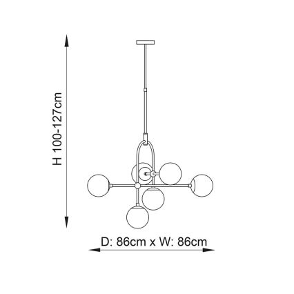 Endon 106661 - Полилей на тръба ONTARIO 6xE14/7W/230V черен/димно черен