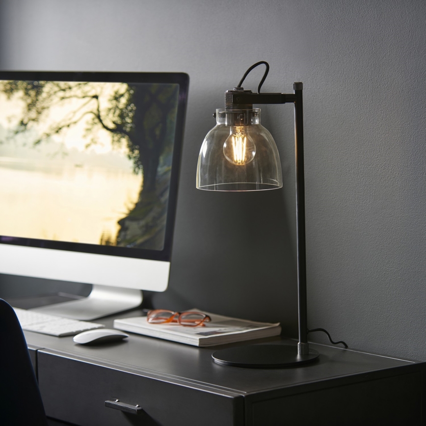 Endon 107012 - Настолна лампа URBAN 1xE27/10W/230V черна/димно черна