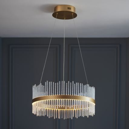 Endon 107671 - LED Димируем пендел ADRIEL LED/41W/230V 3000K Ø 51 см златист/прозрачен
