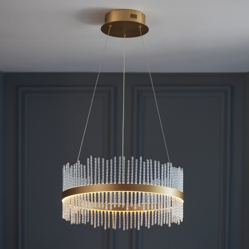 Endon 107671 - LED Димируем пендел ADRIEL LED/41W/230V 3000K Ø 51 см златист/прозрачен