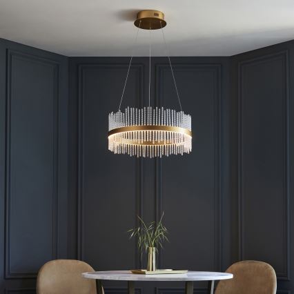 Endon 107671 - LED Димируем пендел ADRIEL LED/41W/230V 3000K Ø 51 см златист/прозрачен