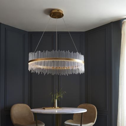 Endon 107672 - LED димируема люстра на кабел ADRIEL LED/83W/230V 3000K Ø 89 cm златиста/прозрачна