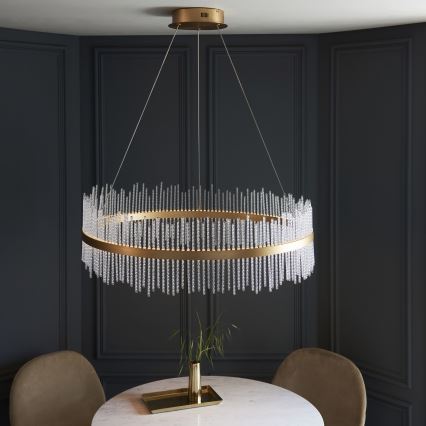 Endon 107672 - LED димируема люстра на кабел ADRIEL LED/83W/230V 3000K Ø 89 cm златиста/прозрачна