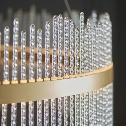 Endon 107672 - LED димируема люстра на кабел ADRIEL LED/83W/230V 3000K Ø 89 cm златиста/прозрачна