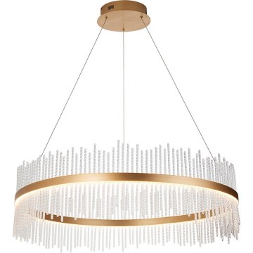 Endon 107672 - LED димируема люстра на кабел ADRIEL LED/83W/230V 3000K Ø 89 cm златиста/прозрачна