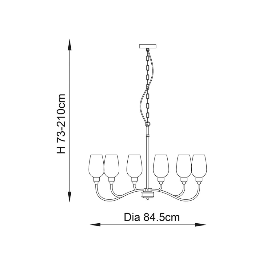 Endon 107791 - Полилей на верига 6xE14/6W/230V месинг