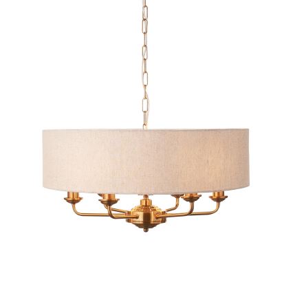Endon 110722 - Пендел HIGHCLERE 6xE14/6W/230V бежов/месинг Ø 55 cm