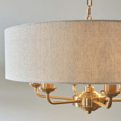 Endon 110722 - Пендел HIGHCLERE 6xE14/6W/230V бежов/месинг Ø 55 cm