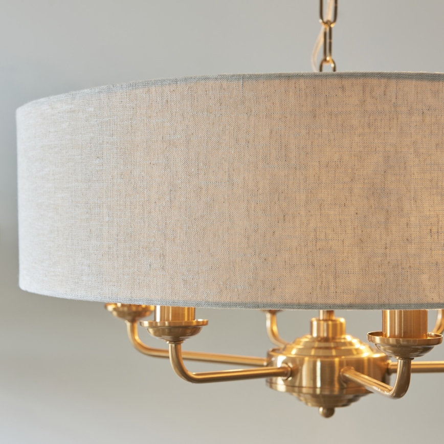Endon 110722 - Пендел HIGHCLERE 6xE14/6W/230V бежов/месинг Ø 55 cm