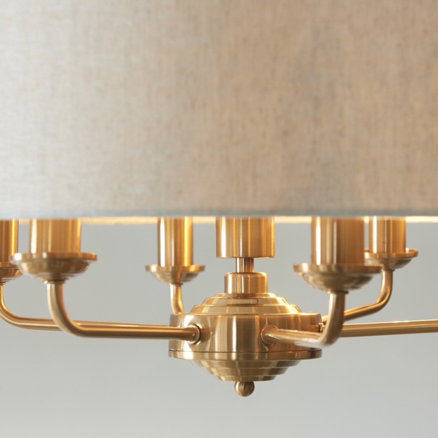Endon 110722 - Пендел HIGHCLERE 6xE14/6W/230V бежов/месинг Ø 55 cm