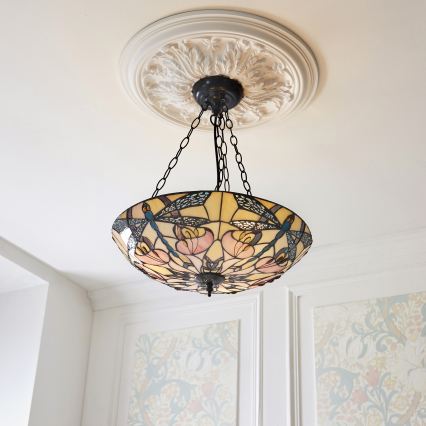 Endon 111869 - Полилей на верига Tiffany ASHTON 3xE27/10W/230V Ø 45 см